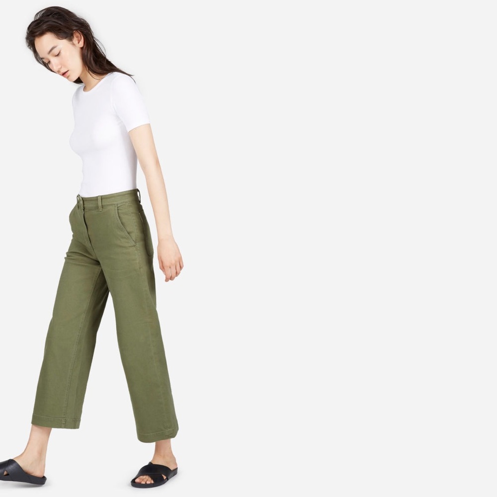 Everlane Green Wide Leg Cropped Jeans 2 EUC